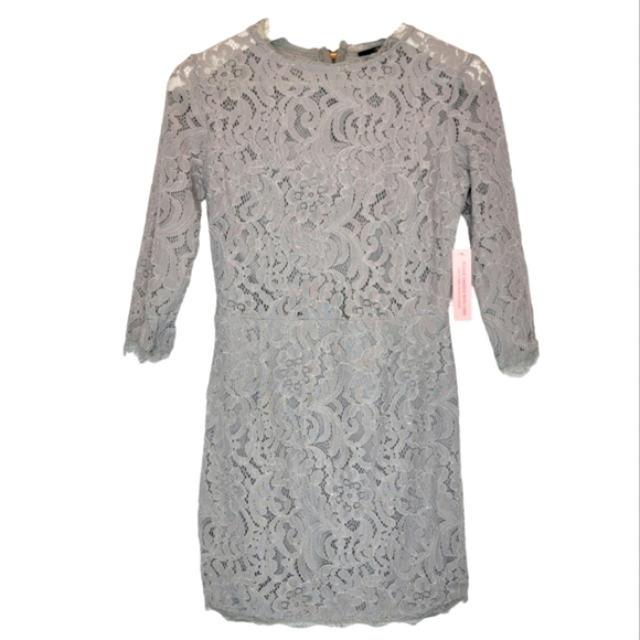 VICI Shift Dress Gray Cotton Lace Eyelet Embark In Style Women's Small High Neck - Picture 2 of 15